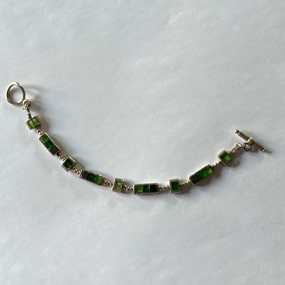 Bracelet with Silver and Green Stones
